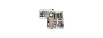 a stylized floor plan of a 2100 sq ft apartment