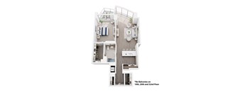 A floor plan of an apartment with a note that there are no balconies on the 10th, 20th, and 32nd floors.
