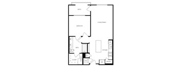 A black and white image of a house floor plan with labeled rooms.