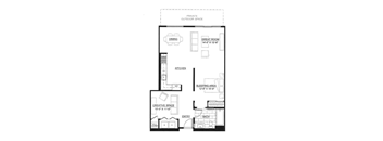 A floor plan of a house with a private outdoor space.