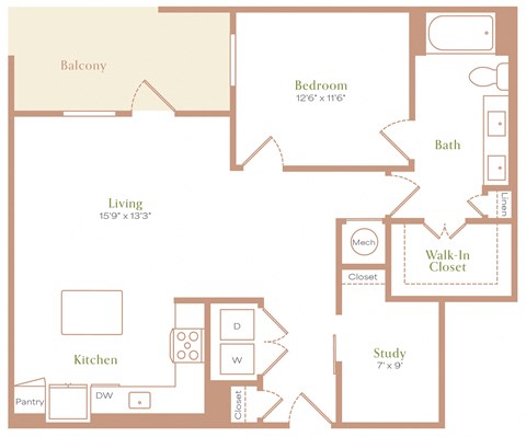 a blueprint of a floor plan with a bedroom and a living room