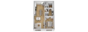 a floor plan of a home with a bedroom and living room