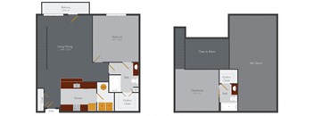 a blueprint of a floor plan of a living room and a dining room