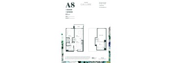 A8 Gallery floor plan with a bedroom, bathroom, and living area.