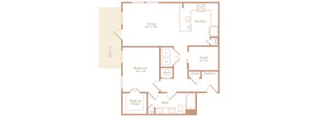 a floor plan of a living room and a kitchen