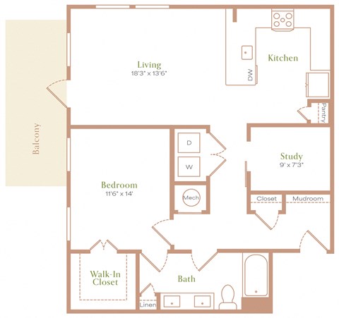a floor plan of a living room and a kitchen