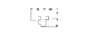 A floor plan of a house with a kitchen, living room, dining room, and two bedrooms.