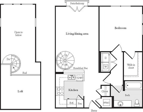 A floor plan of a house with a loft and a living area.