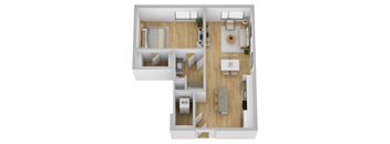 a floor plan of a house with a bedroom and a living room