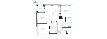 A black and white image of a floor plan for a B6 apartment sized at 1,187 square feet.