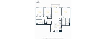 A floor plan of apartment C1 with 1,199 square feet.