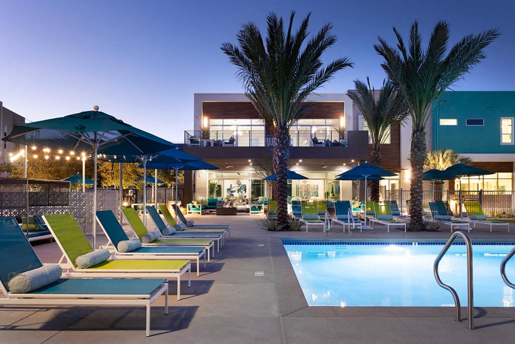 Outdoor Courtyard and Pool  at Rivue, Chula Vista, CA