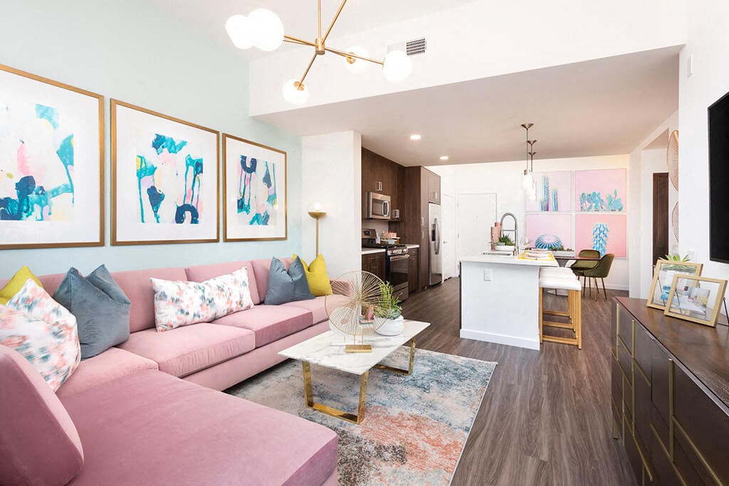 Model Living Room  at Rivue, Chula Vista, California