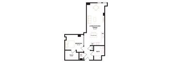 a floor plan of a unit with an open floor plan