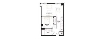 a floor plan of a 1 bedroom floor plan