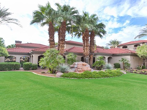 open green grass courtyard area