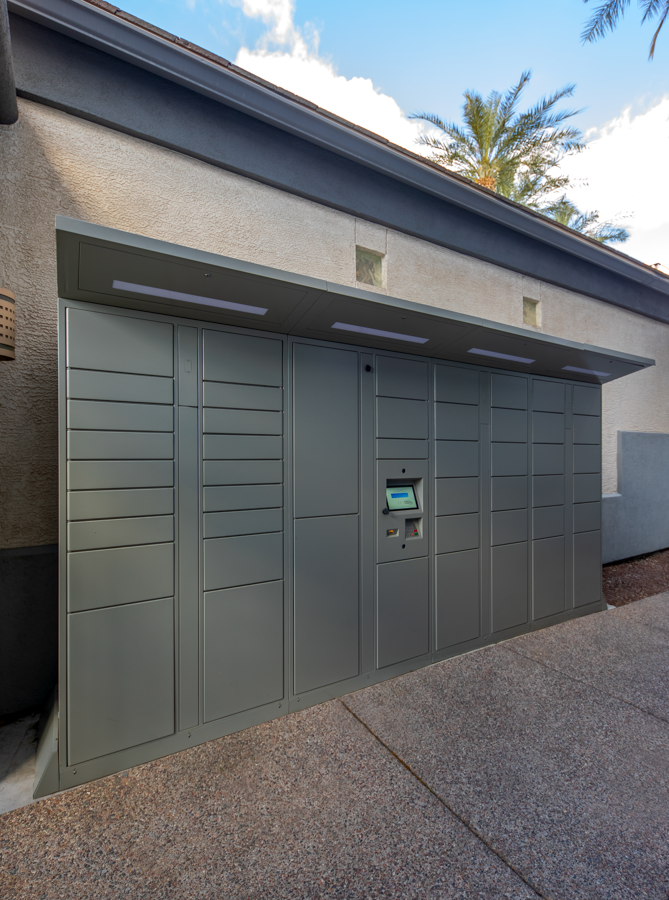 a close up of a garage door