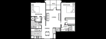 2x2 Floorplan at Villatree Apartments, Tempe, AZ