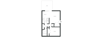 A floor plan of a house with a kitchen, living room, dining room, bathroom, and bedrooms.