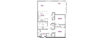 A floor plan of a house with labeled rooms such as Living Room, Kitchen, Bathroom, and Entry.