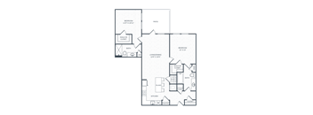 a floor plan of a bedroom floor plan with bedrooms and a living room