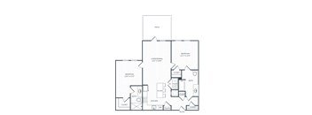 a floor plan of a bedroom apartment with a bedroom and a bathroom