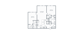 a floor plan of a bedroom apartment with a closet and a bathroom