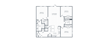 a floor plan of a bedroom apartment with a garage