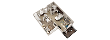 A3 - 3D floor plan - 697 SQFT