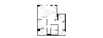 A black and white image of a floor plan for a house.