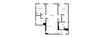 A black and white image of a house floor plan.