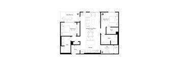 A black and white floor plan of a house with labeled rooms and dimensions.