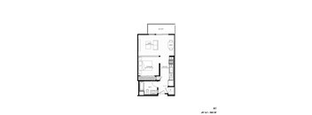 A drawing of a room with a floor plan and furniture.