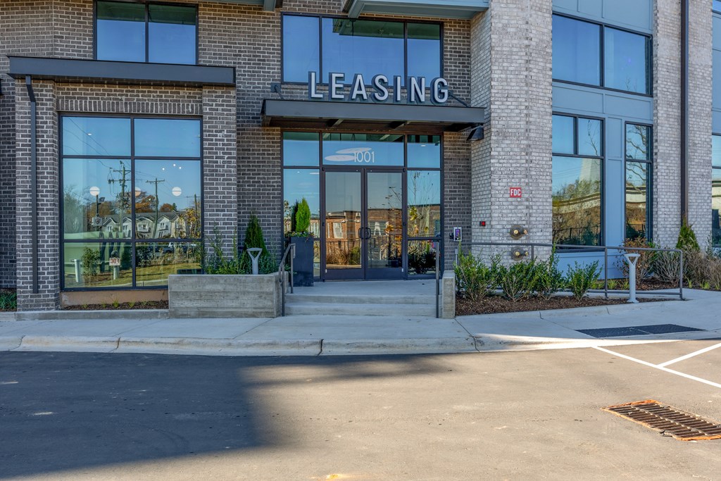 front of the leasing office at the leesberg building