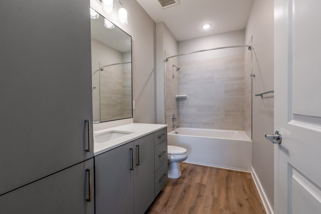 a bathroom with a sink and a toilet and a shower