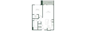 a floor plan of a house with a bedroom and a living room