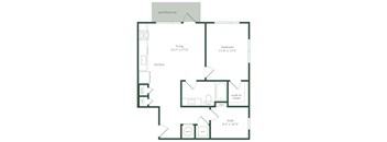 a floor plan of a house with a bedroom and a living room
