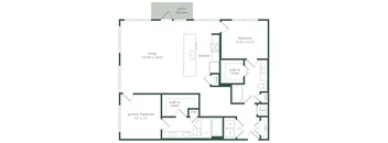 a floor plan of a house with a bedroom and a living room