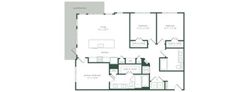 a floor plan of a house with an open floor plan with bedrooms and a kitchen