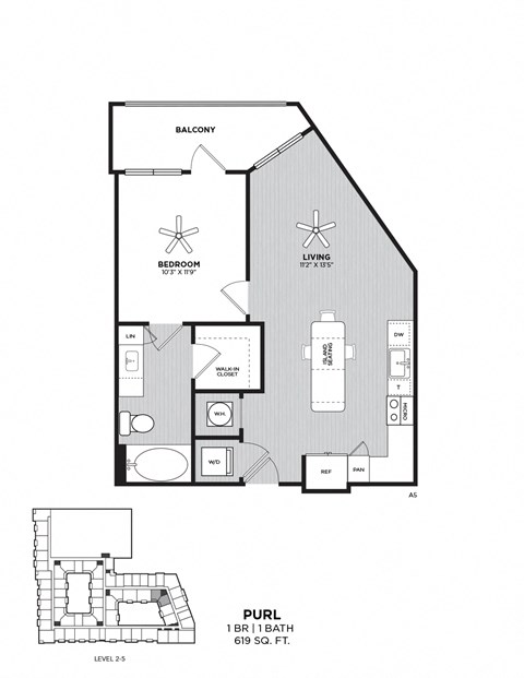 a floor plan of a 1 bedroom apartment at the residences at silver hill in suitland,