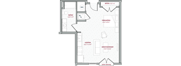 A floor plan of a Juliet balcony apartment with labeled rooms.