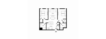 A black and white image of a house floor plan.