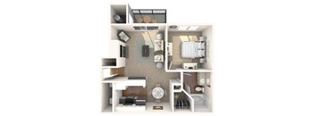 the bungalow floor plan with bedroom and living room