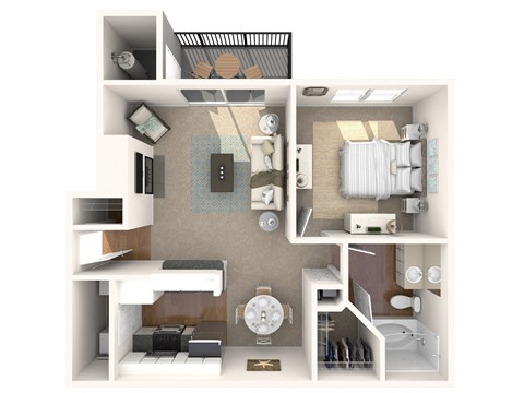 the bungalow floor plan with bedroom and living room