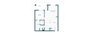 1 Bed 1 Bath Floorplan at The Allaso Peak, Colorado Springs