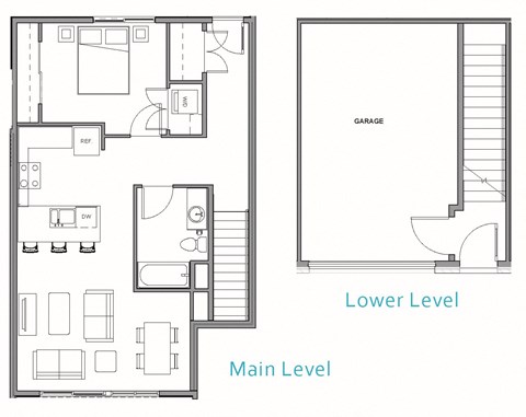 1 bed 1 bath floorplan 755 square feet at Allez, Redmond, 98052