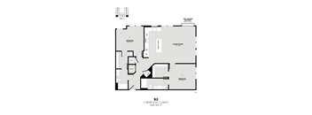 floor plan of the first floor of the two bedroom apartment for rent at the met