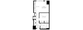 a floor plan of a one bedroom