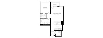 a floor plan of a one bedroom