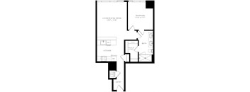 a floor plan of a 1 story floor plan with a bedroom and a living room